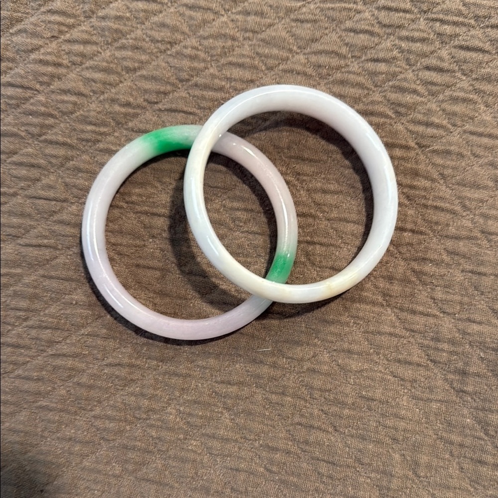 Green and White Jade Bangles